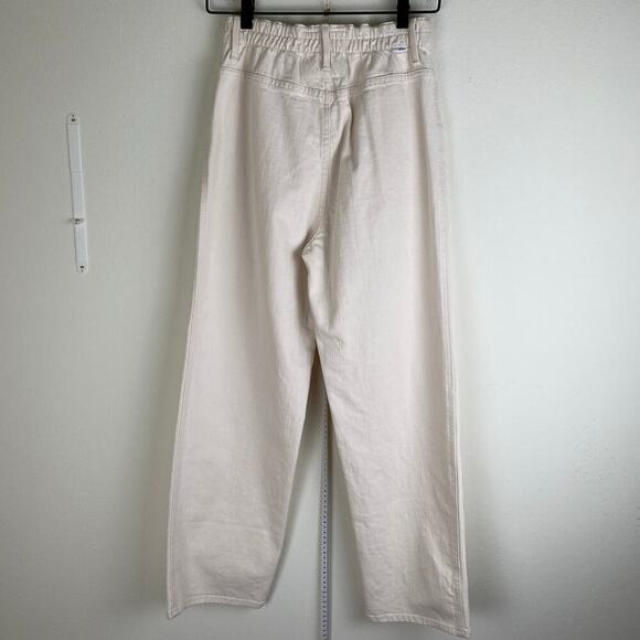 Mother Half Spring Pleated Greaser Size 25 Natural Cream Wide Crop Jeans - Picture 11 of 16